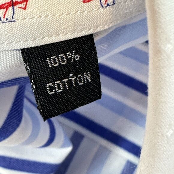 Steve Harvey Blue Stripe Men’s Dress Shirt 17.5 37 French Cuff Cotton NWT - Picture 6 of 14
